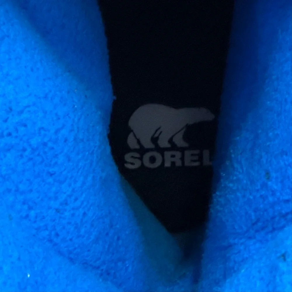 Sorel Whitney II Youth Waterproof‎ Winter Snow Boots Size 5 Black Blue Insulated